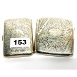 Two hallmarked silver cigarette cases, largest 8.5 x 8cm.
