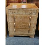 A carved oak chest of drawers, 88 x 72cm.