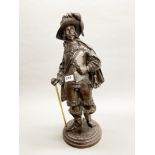 A superb large 19th century bronze figure of King Charles I, H. 50cm.