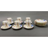 A six setting Russian Imperial porcelain tea set, comprising cups, saucers and side plates.