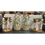 Two pairs of 19th century French Bisque porcelain figures, tallest H. 37cm.