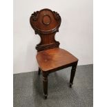 A Victorian mahogany hall chair, H. 88cm.