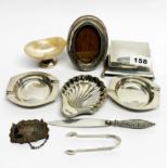 A group of good hallmarked silver items including inkwell.