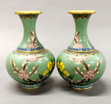 A pair of Chinese cloisonne vases, H. 15cm.
