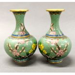 A pair of Chinese cloisonne vases, H. 15cm.