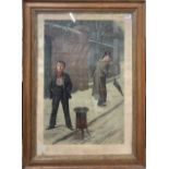 A large oak framed Victorian print 'The Snowball- Guilty or Not Guilty?' Frame size 69 x 93cm.