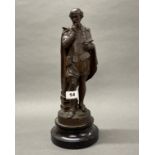 A 19th century bronzed spelter figure of Shakespeare mounted on a wooden base, H. 36cm.