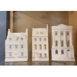 Three Timothy Richards handmade English plaster architectural models, including two Gables