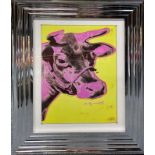 A contemporary framed print after Andy Warhol, frame size 55 x 65cm.