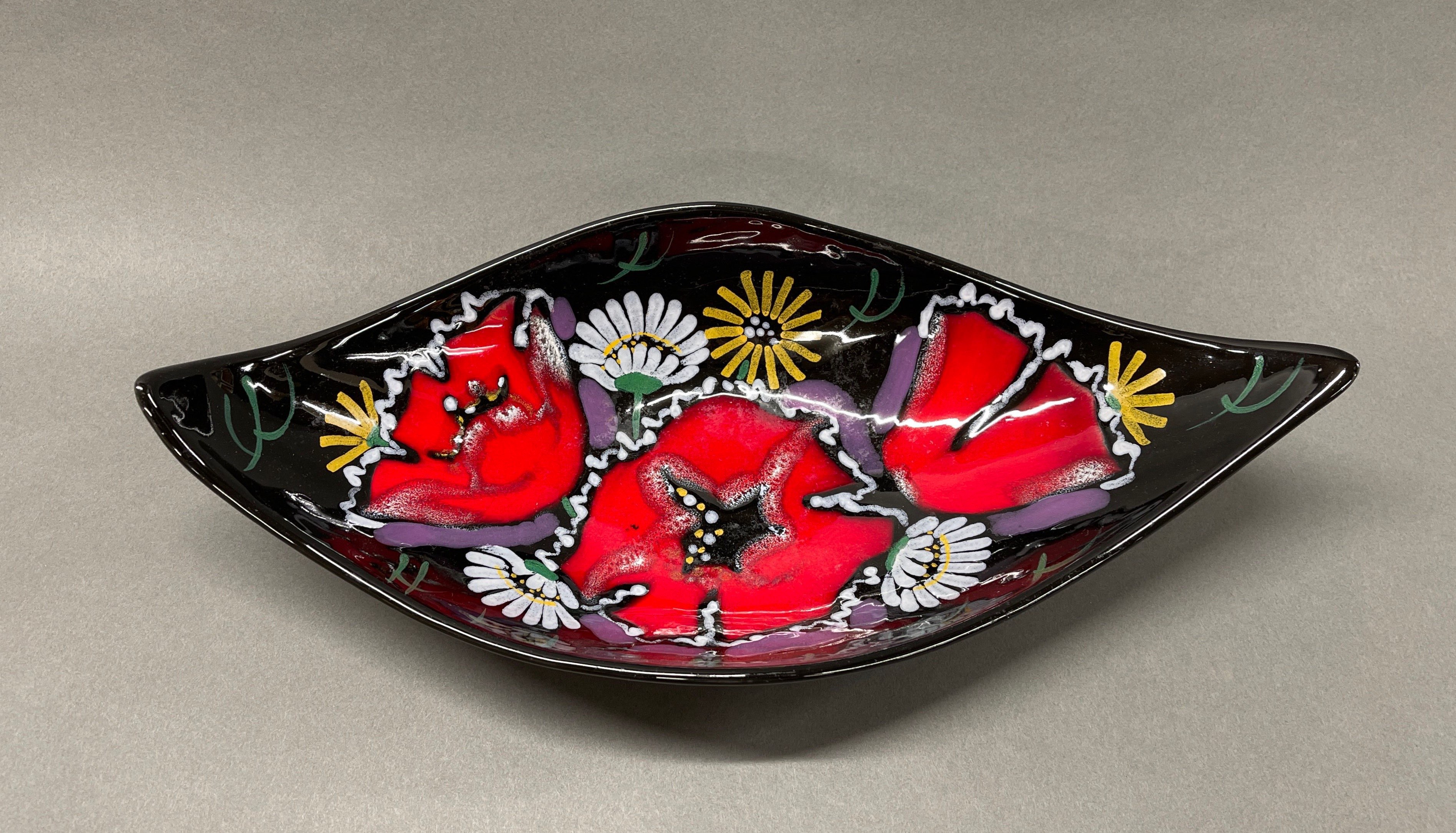 A 1950's Longwy France Pastorale numbered design hand painted ceramic bowl, 47 x 22cm. - Image 2 of 3