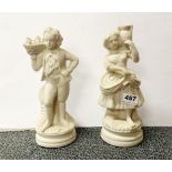 A pair of 19th century Parian ware figures, H. 26cm.