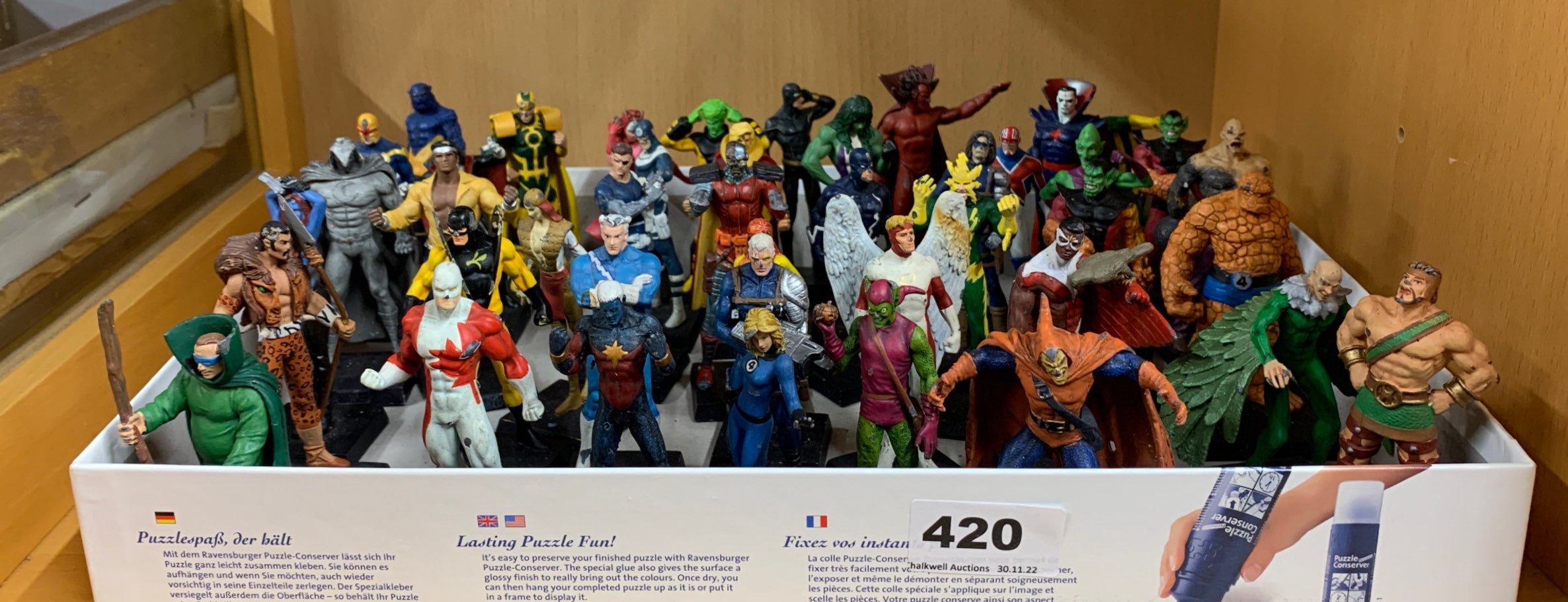 A Collection of hand painted pewter 2009 Marvel figures.