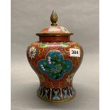 A mid 20th century Chinese cloisonne jar and lid, H. 27cm.