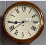 A mahogany fusee wall clock, Dia. 36cm.