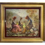 A Continental signed gilt framed oil on board, frame size 68 x 58cm.