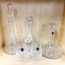 An Edinburgh crystal ships decanter and two glasses, together with a Waterford crystal marquis