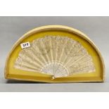 A French framed fan, W. 37cm.