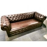 A large button backed chesterfield Habitat settee, L. 220cm.