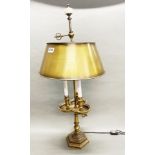 A brass study desk lamp, H. 74cm.