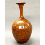 A lovely Yuan dynasty style Chinese incised porcelain vase, H. 34cm.