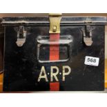 A WWII ARP first aid tin, 30 x 19 x 20cm.