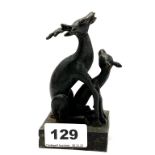 A Chinese bronze double seal of two deer, H. 13cm.