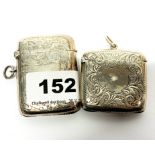 Two hallmarked silver vesta cases, largest 5.5cm.