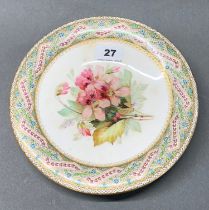 A 19th century hand painted Worcester comport, Dia. 24cm.