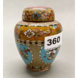 A fine quality early 20th century cloisonne tea caddy, H. 10cm.