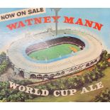 Four original Watney Mann World Cup advertising boards, 52 x 43cm.