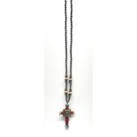 An interesting Tibetan prayer necklace, cross L. 8.5cm.