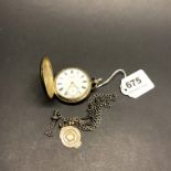 A hallmarked silver full Hunter pocket watch by Webster of Collingwood with Albertine chain.