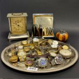 A tray of vintage watches, clocks etc.