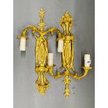 A pair of gilt bronze classical wall lights, H. 51cm.