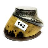 A 19th century hallmarked silver and horses hoof desk pen holder, W. 11, H. 9cm.