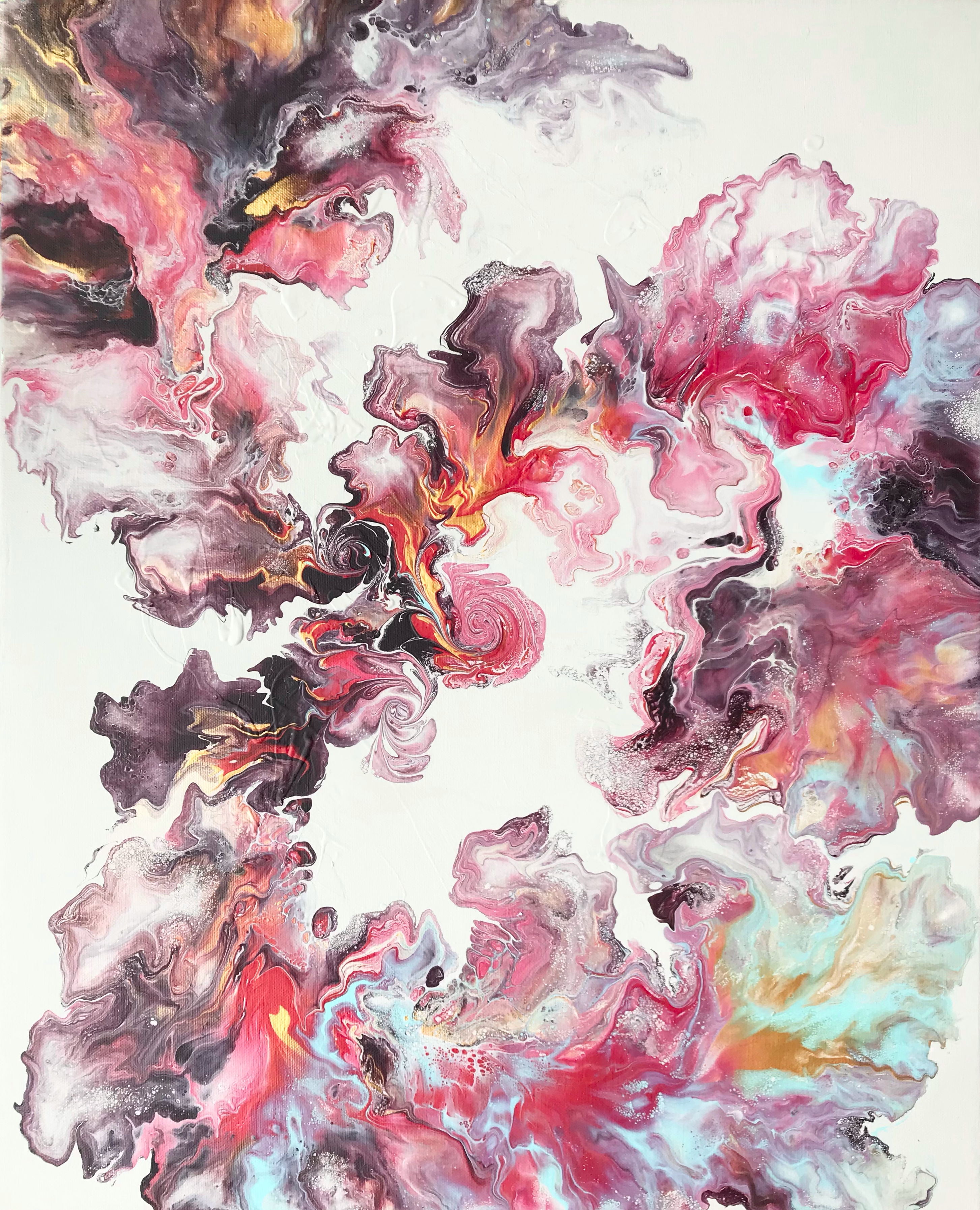 Sarah Soh, "When the Wind Meets in North", acrylic pour on linen canvas, 65 x 53cm, c. 2022.