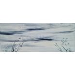 Helen Williams, "Moon-ochromatic Grasses", acrylic on a box style stretched canvas, 20 x 50cm, c.