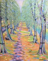 Ian Davenport, "Avenue of Limes, Clumber Park", acrylic on canvas, 60 x 76cm, c. 2021. A view of the