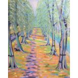 Ian Davenport, "Avenue of Limes, Clumber Park", acrylic on canvas, 60 x 76cm, c. 2021. A view of the