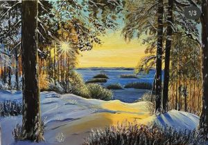 Elahe Jalili, "Beautiful winter day", acrylic on canvas, 70 x 50cm, c. 2021. This painting is