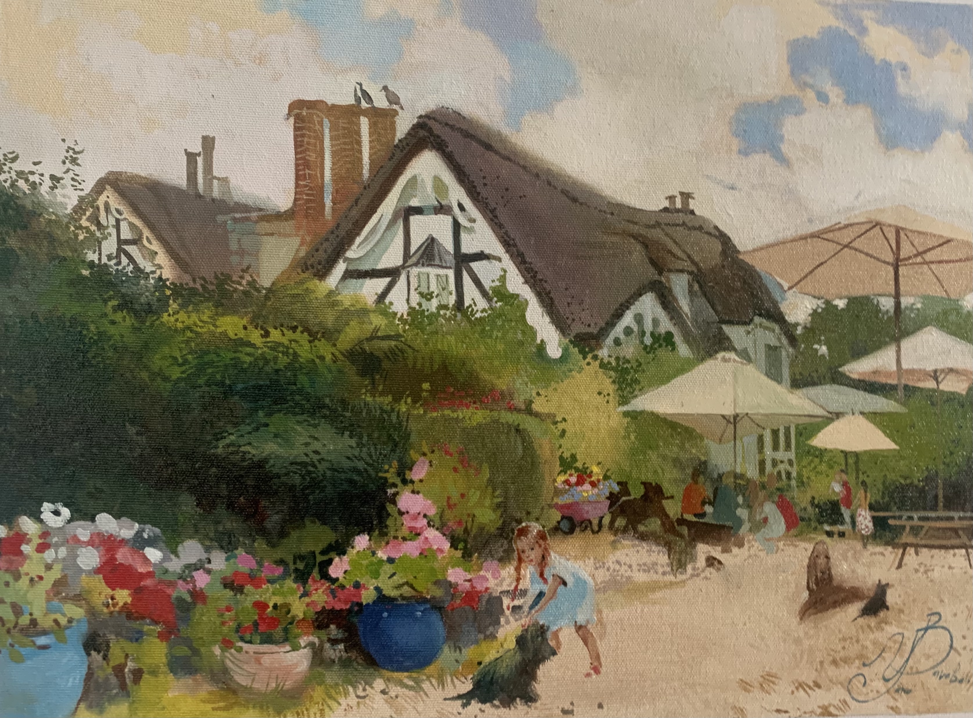 Yana Barabash, "Summer in Shanklin /isle of Whight", framed oil on canvas , 30 x 40cm, c. 2020. I