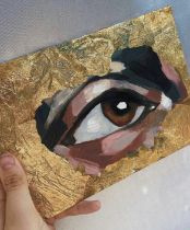 Oliver Atticus Moore, "Oxidising Eye", acrylic on canvas, 16 x 12cm, c. 2022. This is a hand