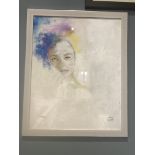 Sharon Platt, "Florence ", oil/acrylic on paper..framed in silver frame, 90 x 61cm, c. 2021.