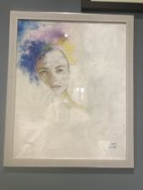 Sharon Platt, "Florence ", oil/acrylic on paper..framed in silver frame, 90 x 61cm, c. 2021.