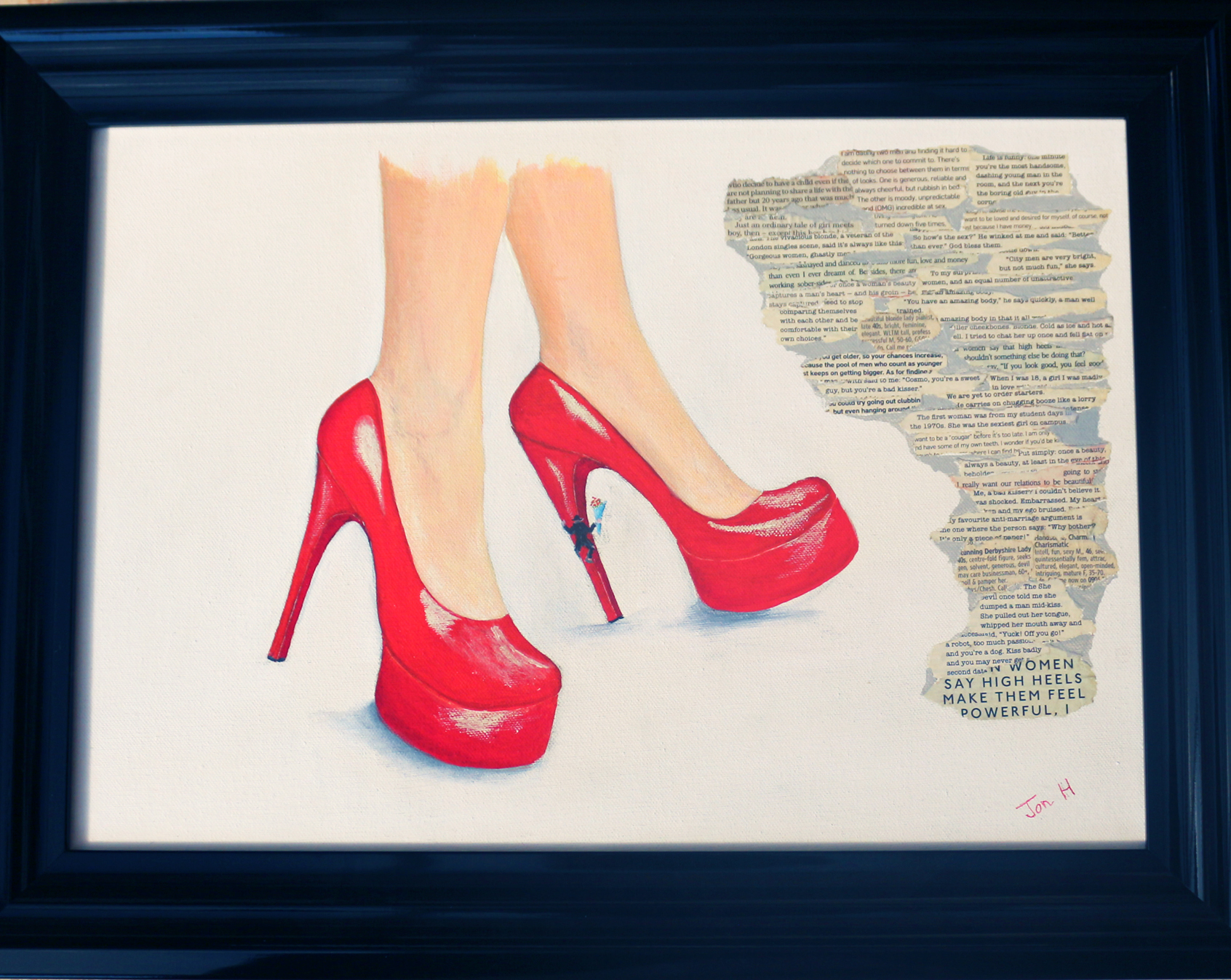 John Helliwell, "First Steps triptych", mixed media, acrylic on framed canvas and text, 39 x 49cm,