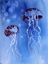 Ale, "Jellyfishes", paper, watercolour, 76 x 56cm, c. 2012. Artist has been always fascinated by the