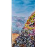 Chris Teal, "Coastal Reflections Anglessay ", acrylic and mixed media on boxed canvas, 50 x 100cm,