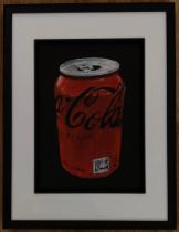 Tin Stanton, "Coke Zero", acrylic on card, 30 x 21cm, c. 2022. Coke Zero can in acrylic paint in a