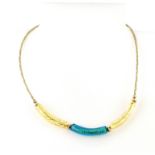 A 925 silver gilt Murano glass necklace, L. 45cm.