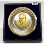 A 24ct gold on sterling silver limited edition relief plate by the Churchill Centenery Trust.